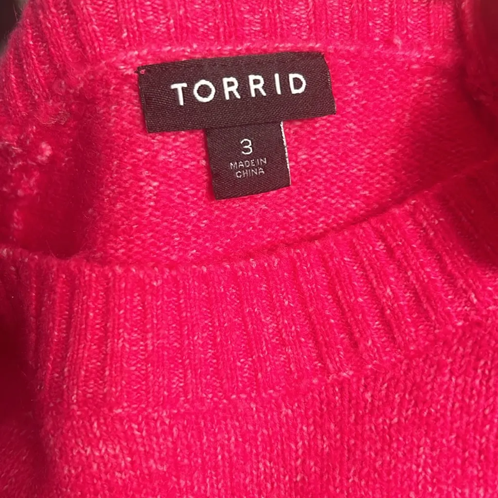 Torrid Vegan Cashmere Pullover Sweater Hot Pink 3X - Image 4