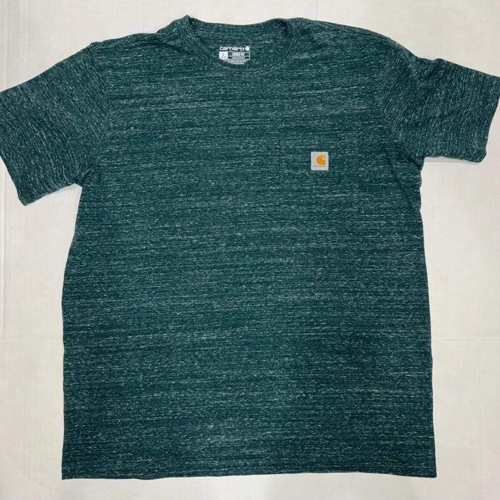 Carhartt Women's Heather Teal Logo Pocket Loose Fit T Shirt Sz L (12-14) 103067 - Image 2