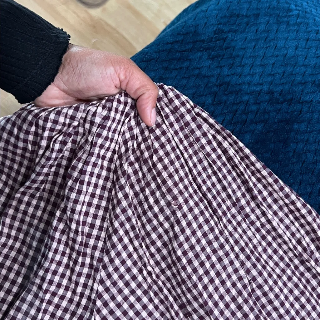 Aerie Gingham Checkered Grommet V-Neck Long Puff Sleeve Oversized Blouse Size S - Image 13