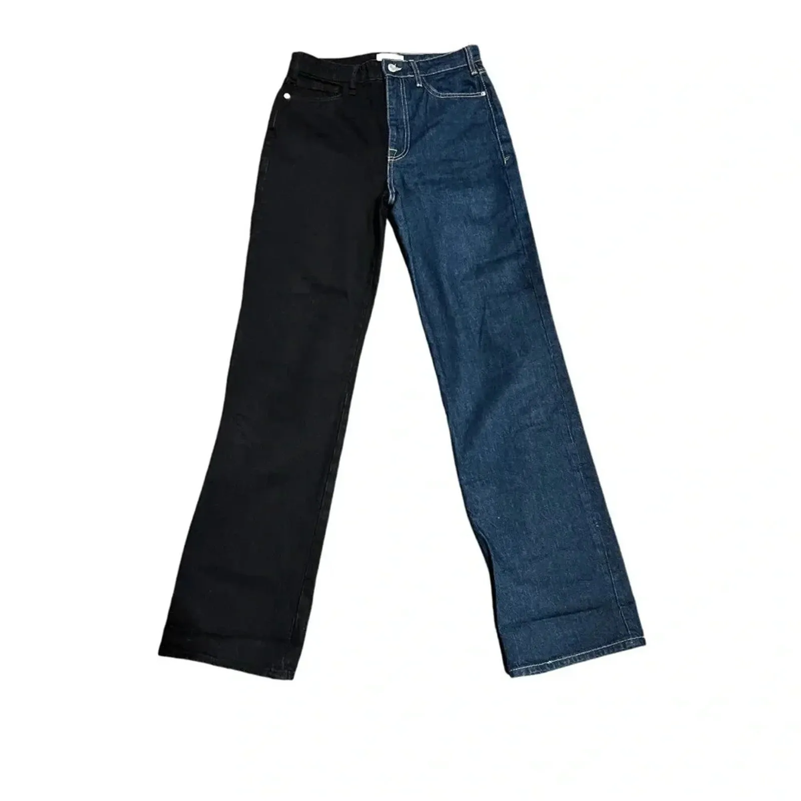 FRAME Le Jane Colour-Block StraightLeg High-Rise Stretch Denim Jeans Size27 Tall - Image 12