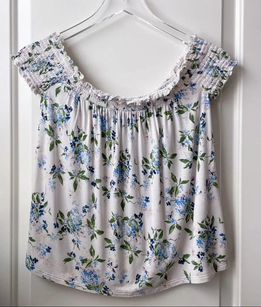 American Eagle Outfitters Floral Off Shoulder Soft Smocked Top Small - Image 29