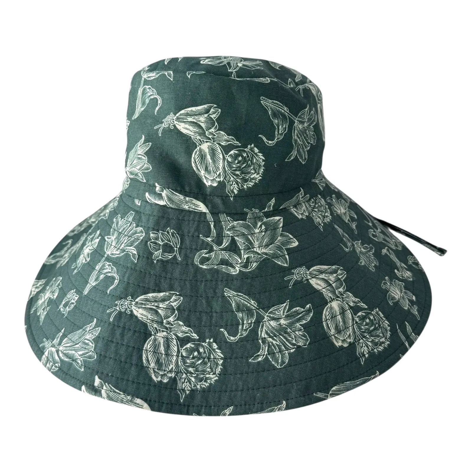 Smith & Hawken BUCKET HAT 57CM Green Foldable Packable 100% Cotton Floral Garden - Image 3