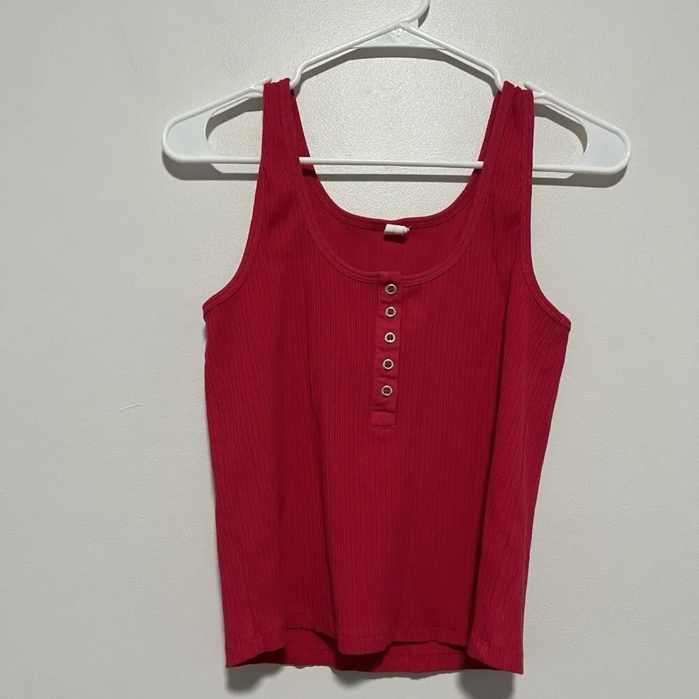 Anthropologie‎ Daily Practice Henley Ribbed 2 Piece Lounge Set Tank Joggers Pink - Image 5