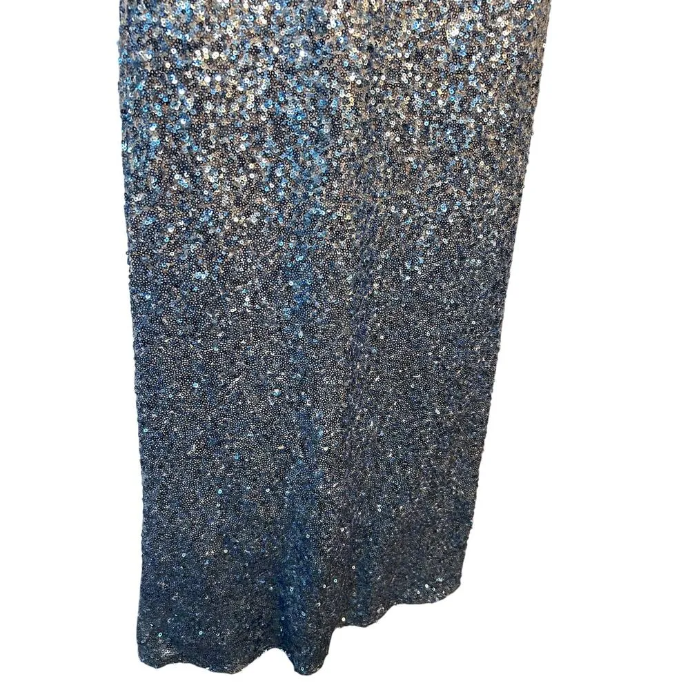 Ever Pretty silver to blue sparkly maxi prom dress - Image 6