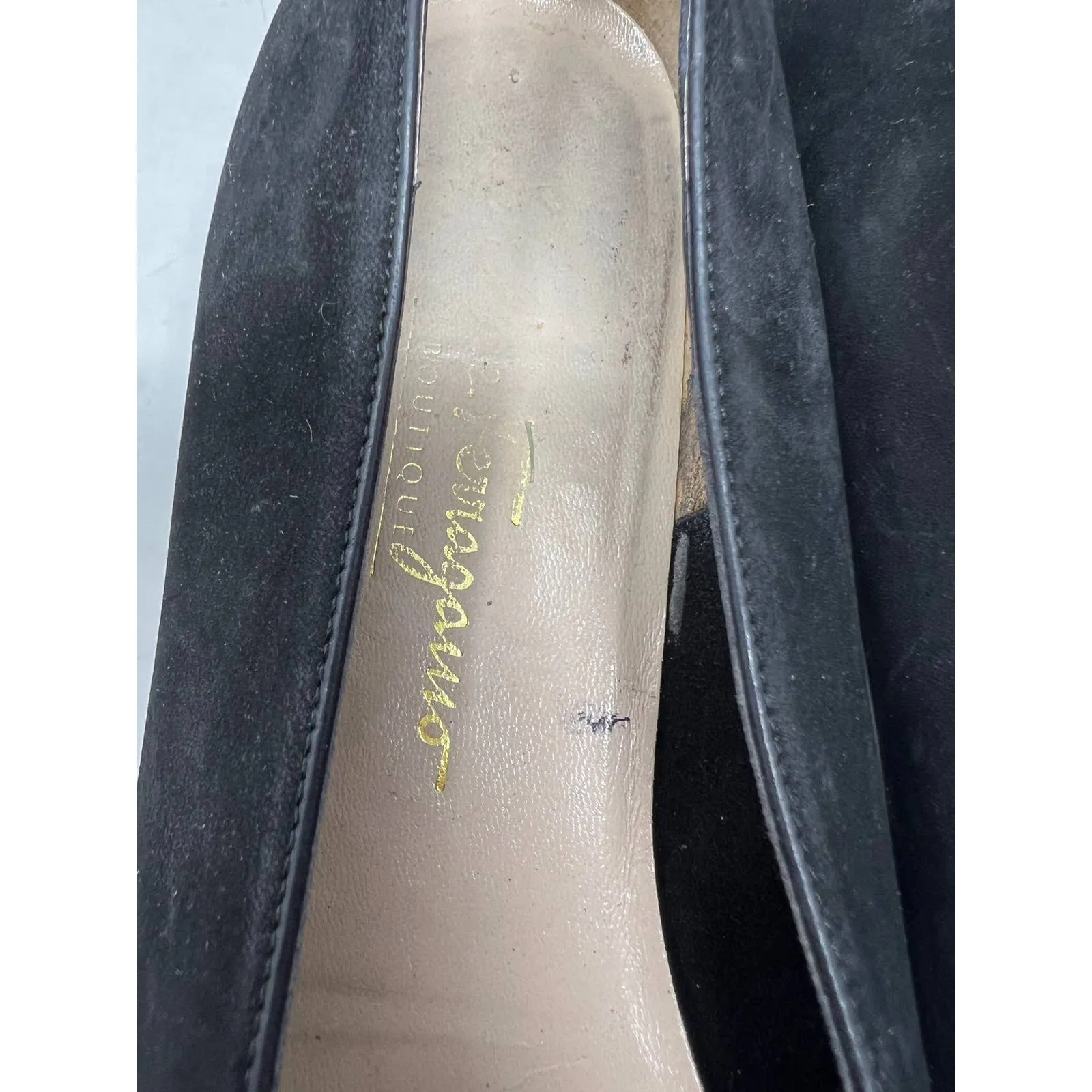 Salvatore Ferragamo Italy Nabuck Calf Ballet Suede Flats Black Size 10 A2 - Image 6