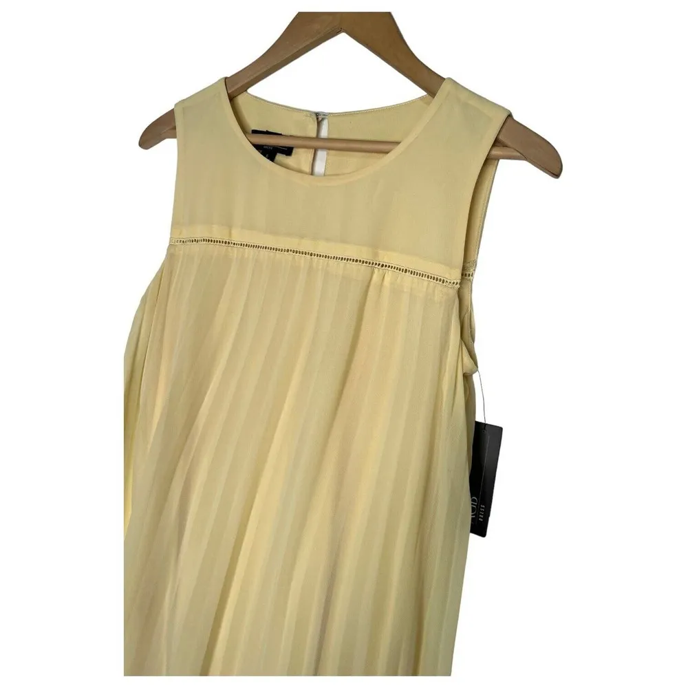 New AGB Dress Womens 6 Pleated Accordion Sleeveless Swing Cocktail Yellow - Image 3