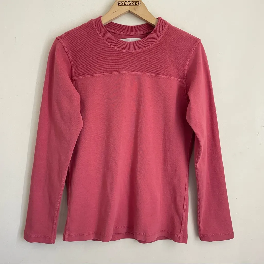Imogene and Willie Varsity Pullover Sweatshirt Pink Dusty Rose Cotton Crewneck S - Image 2