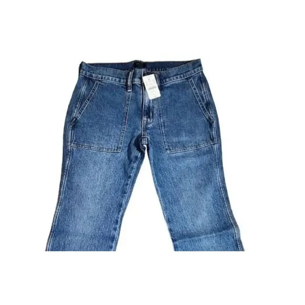 NWT J. Crew Cropped Ankle Patch Pocket Utility Jean Stretch BT040 24P Blue #2928 - Image 3