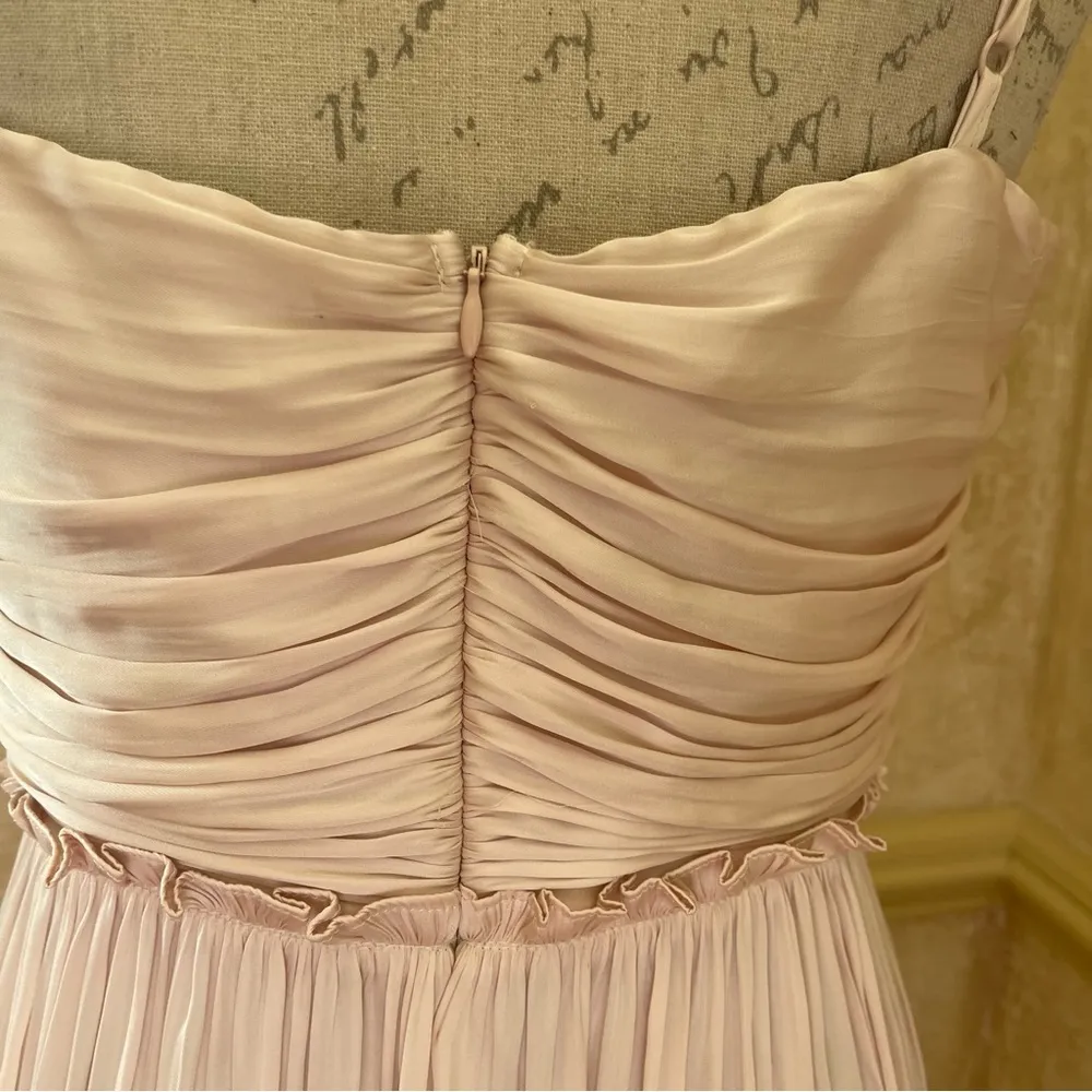 AQUA Strappy Ruched Mini Dress Cream Pink Peach Coctail party dress Sz M - Image 14