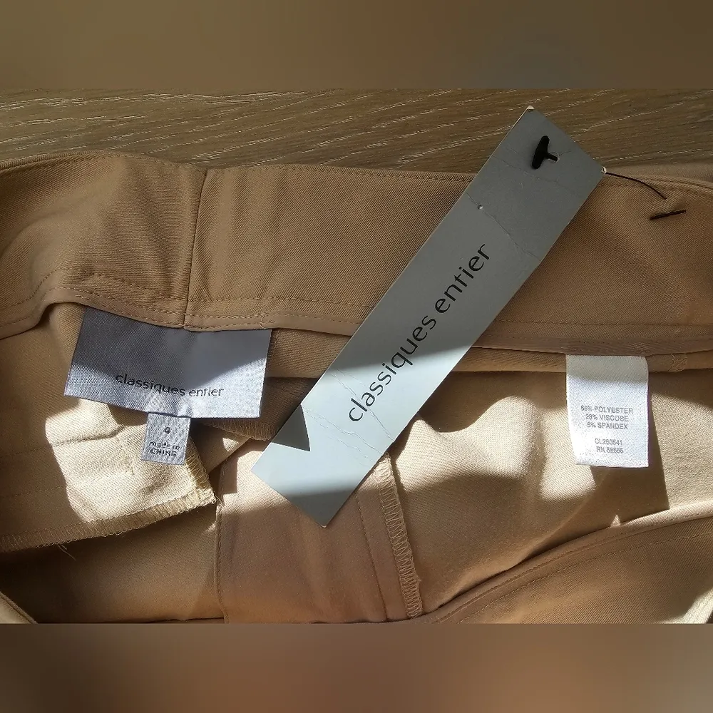 Classiques Entier Wide-Leg Khaki Trousers Straight Leg Dress Pants Size 4 NWT - Image 3