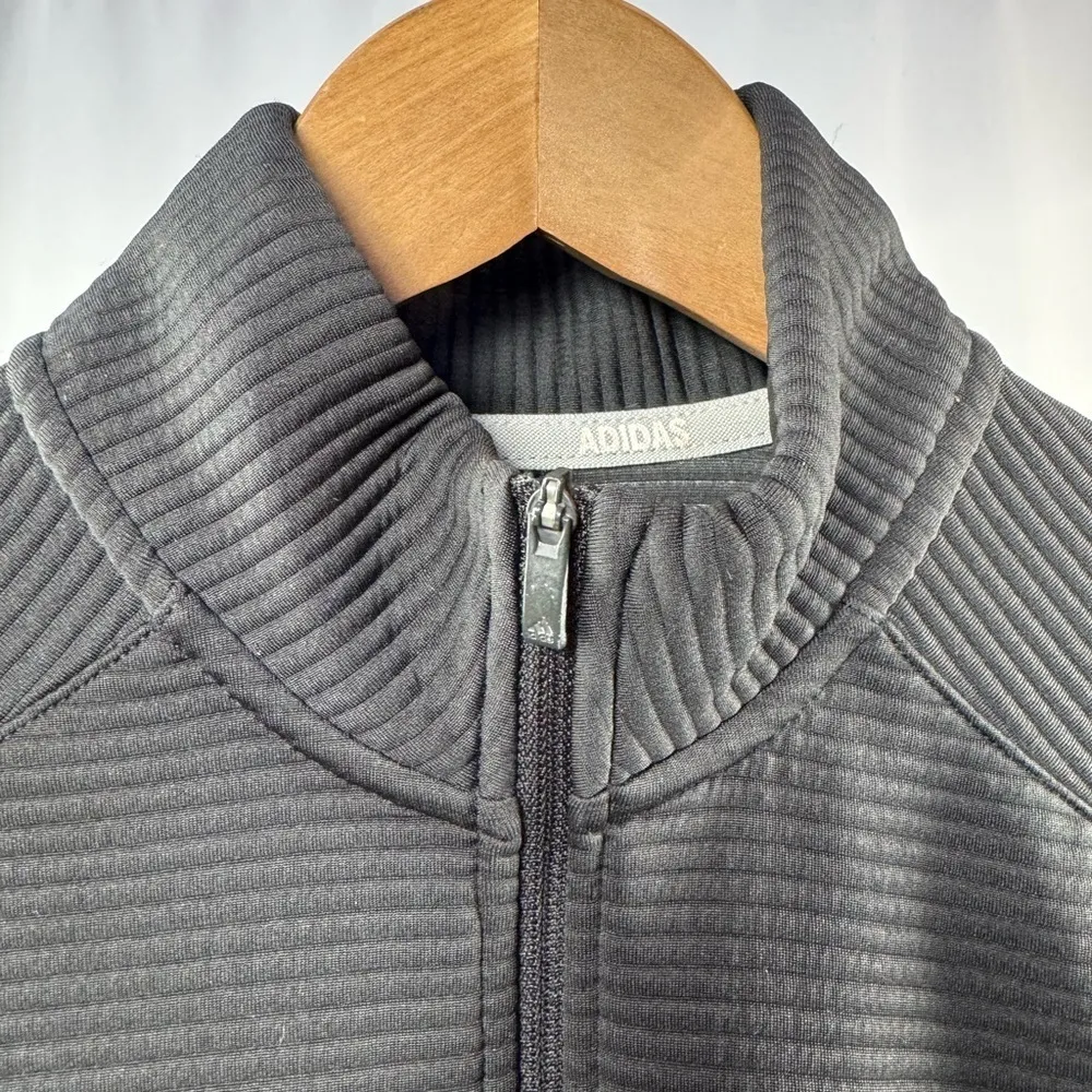 Adidas Golf Thumb Hole Full Zip Textured Jacket‎ in Black Size Small - Image 3