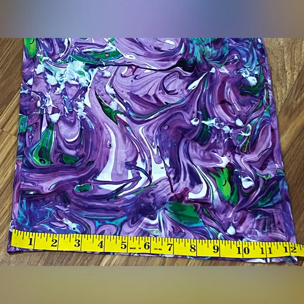 Kareno Halter Neck Wide Leg Jumpsuit purple and green marble print Size S - Image 7