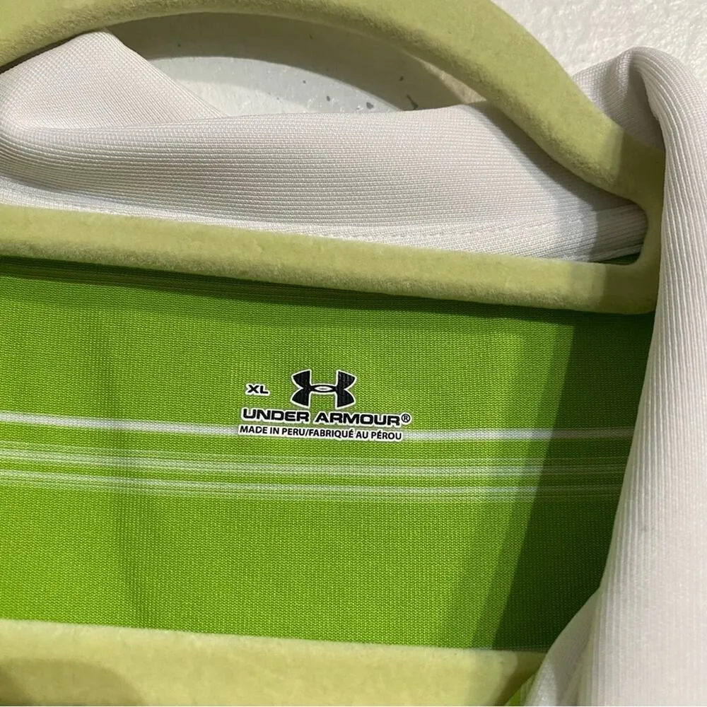 Under Armour Green Striped Paradise Valley Sleeveless Polo Tank Sz XL - Image 6