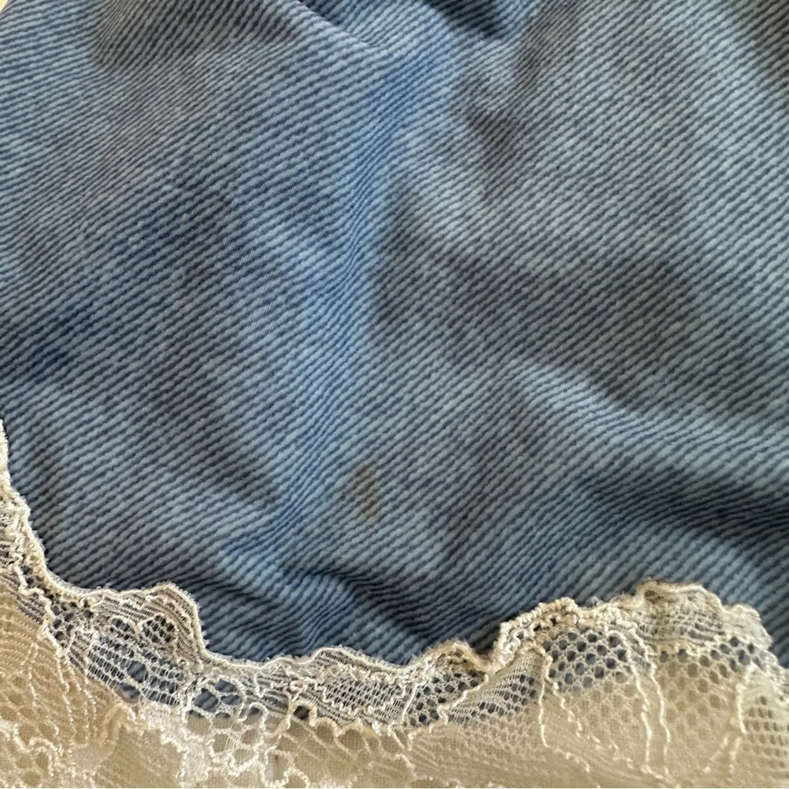 Victoria's Secret Blue and White Lace Chemise Slip Dress Y2K Large - Image 10