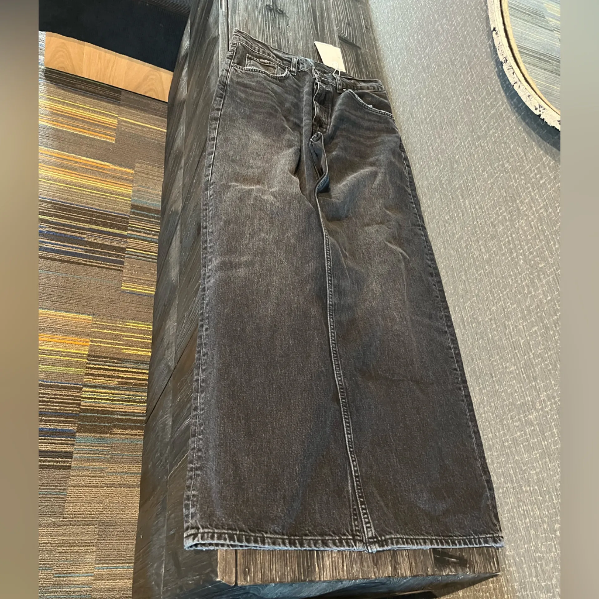 NWT Anine Bing Manon High Rise Relaxed Wide Leg Jeans Dark Stone Grey Gray 28 - Image 7