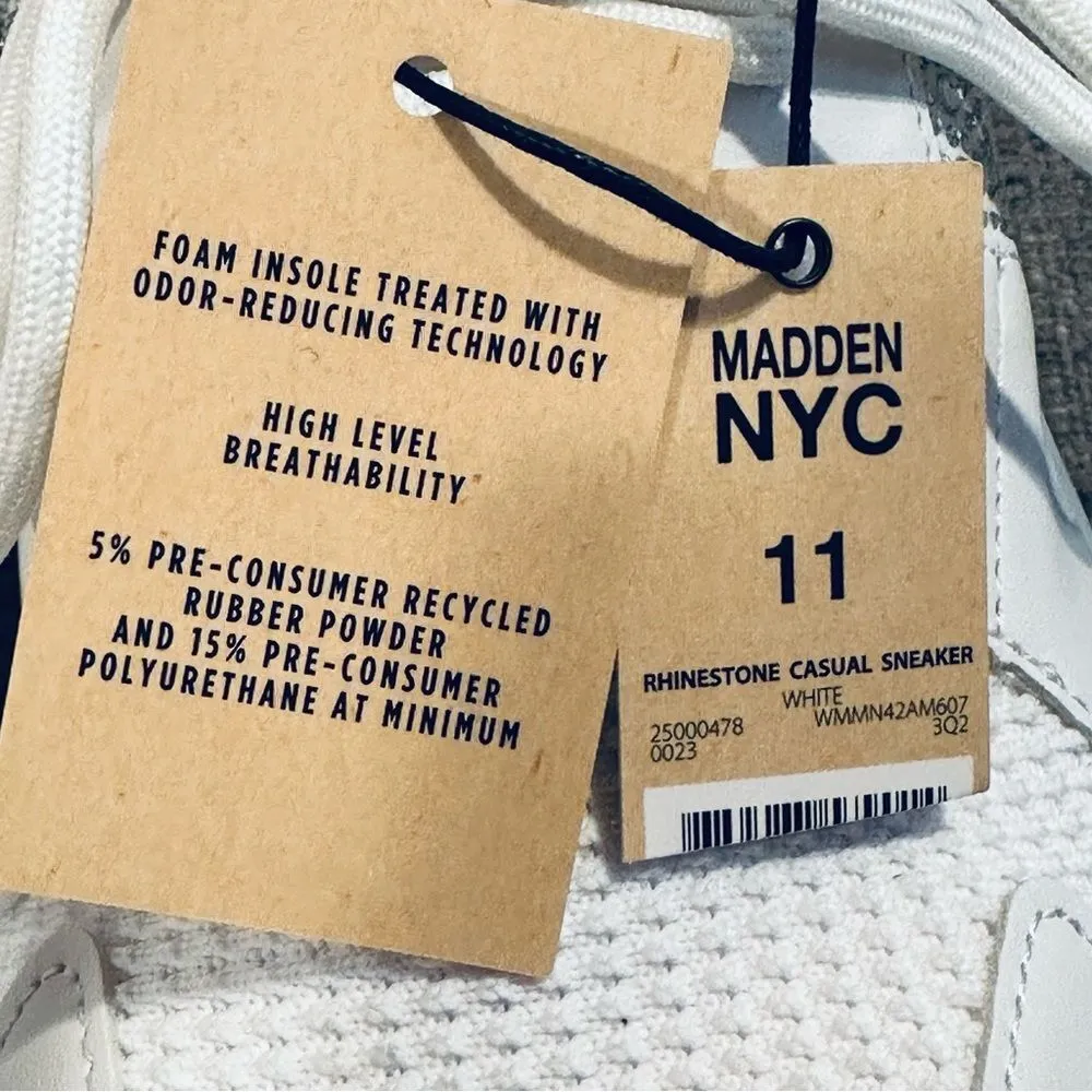 Madden NYC Women’s Rhinestone Athletic Sneaker Size 8.5 NWT White - Image 2