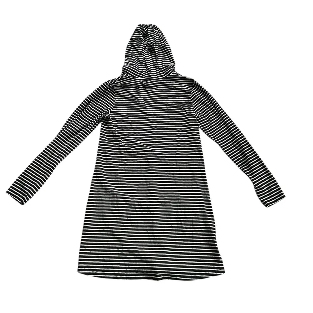 Coolibar UPF 50+ Hooded Long Sleeve Striped Mini Dress Swim Cover Up Size M Black Size M - Image 9