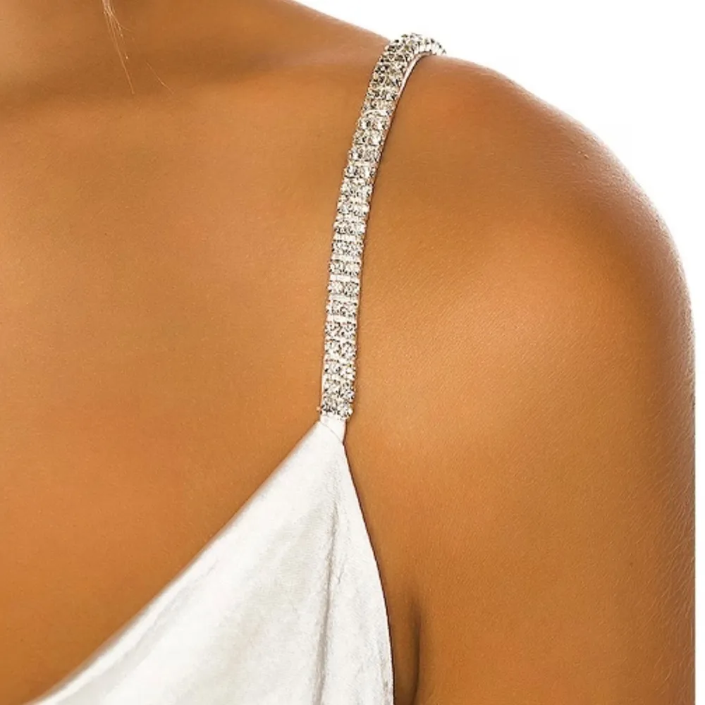 NWT ELIATT Satin Jacinda Rhinestone Asymmetric Cocktail White Dress Sz M - Image 6