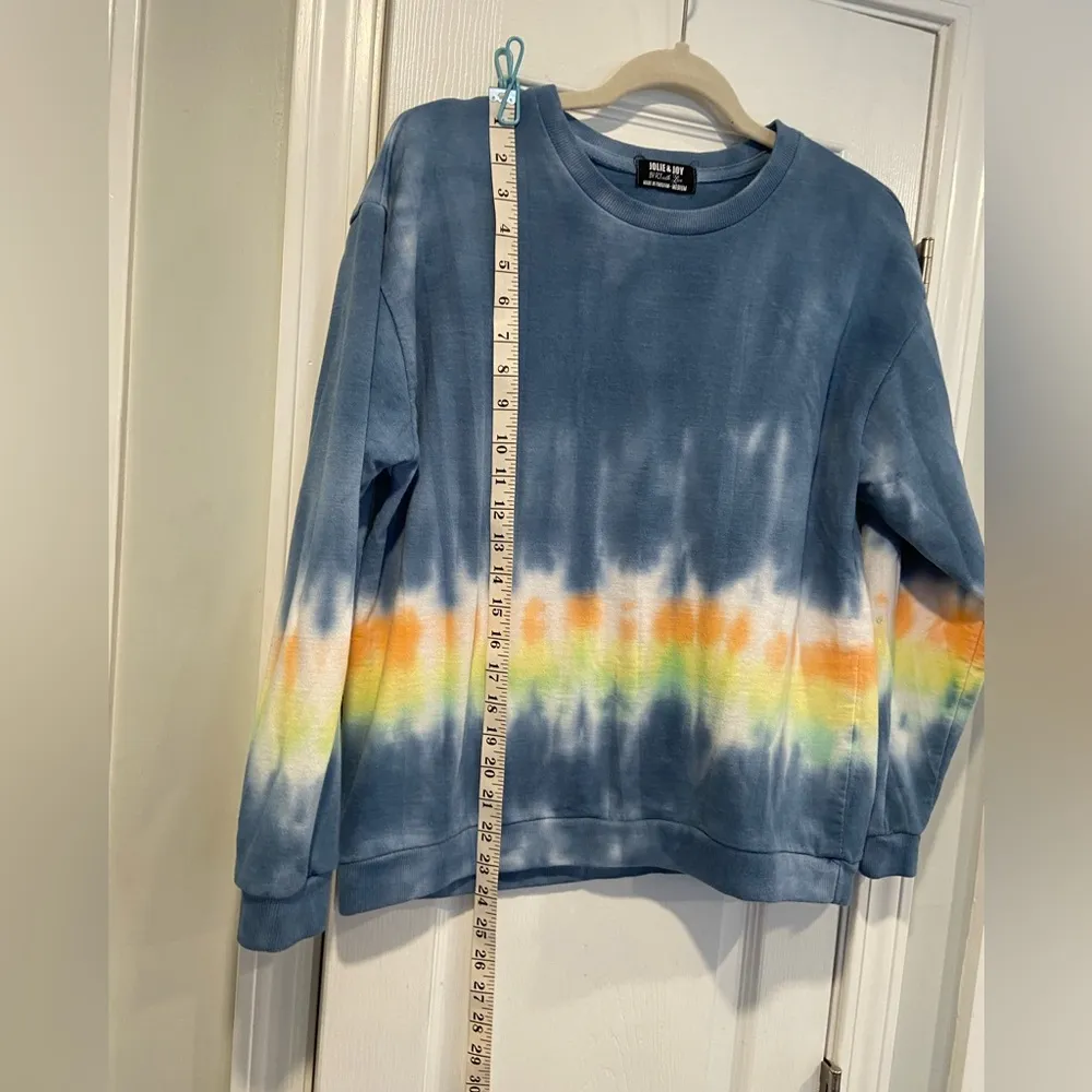 Jolie & Joy Size M Long Sleeve Crew Navy Blue Tie Dye Stripe Terry Sweatshirt Size M - Image 8
