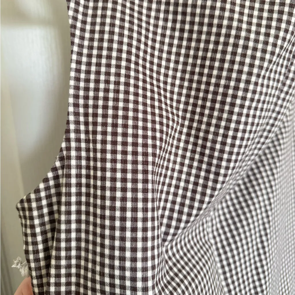 STAUD NEW WALKER DRESS DARK CHOCOLATE MICRO CHECK GINGHAM - Image 9