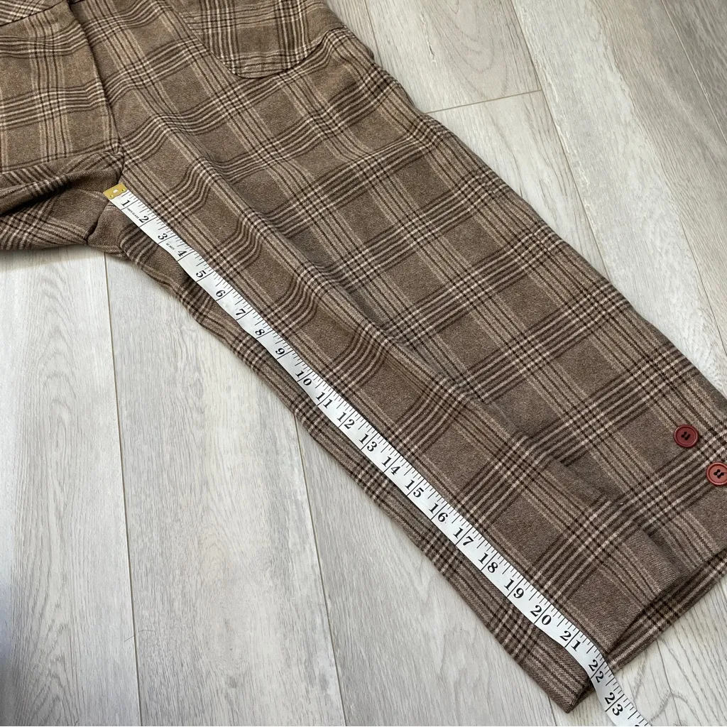 Plaid Crop Pants mid rise straight leg womens Brown size 10 transitional preppy - Image 4