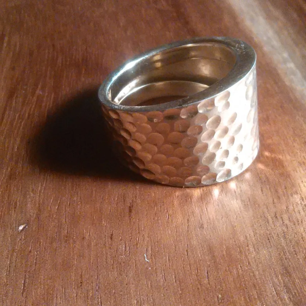 Gold Plate Over Sterling Silver Hammered Texture Ring (Size 10) - Image 5