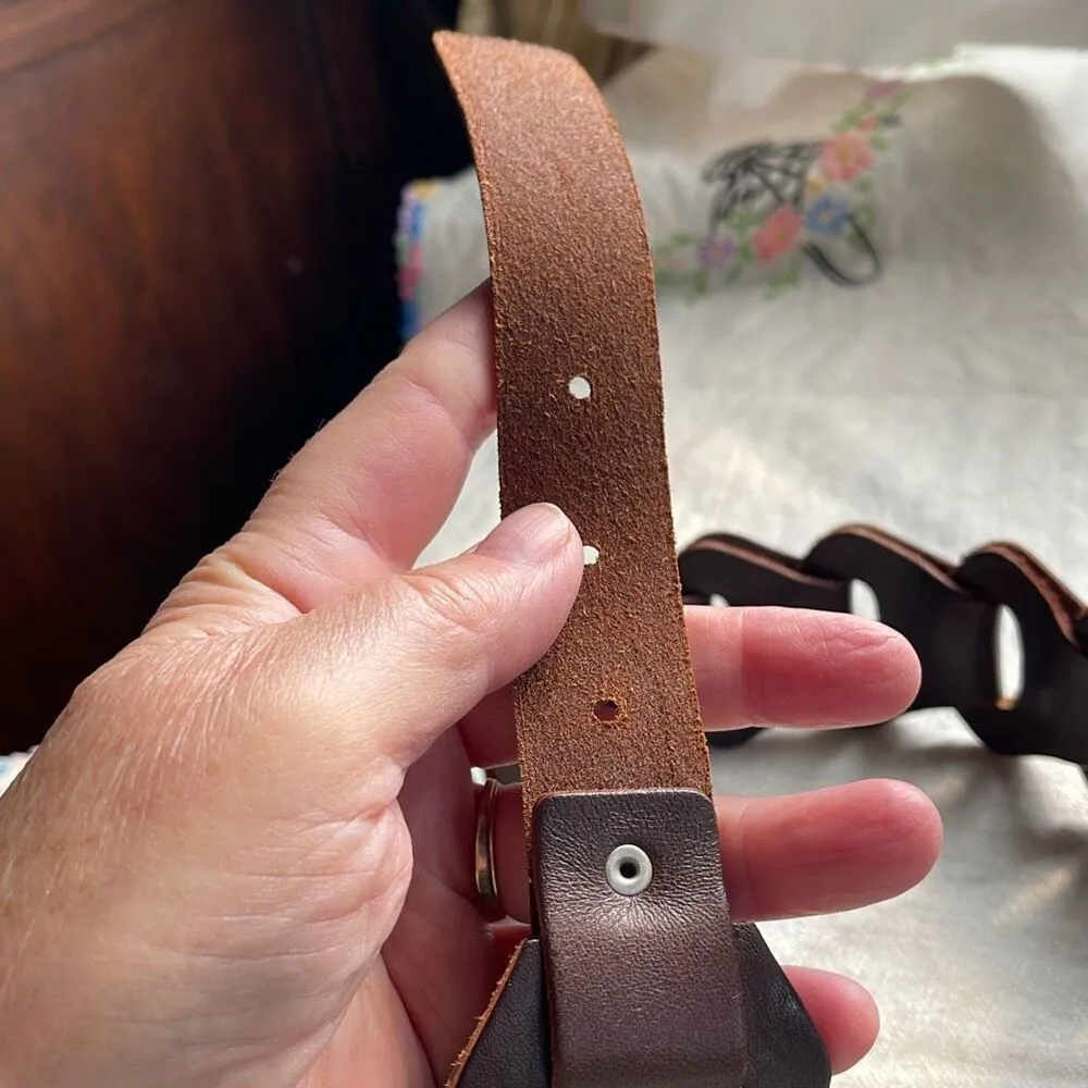 Genuine leather Mossimo linked leather wide 2” belt size S/M Brown - Image 5