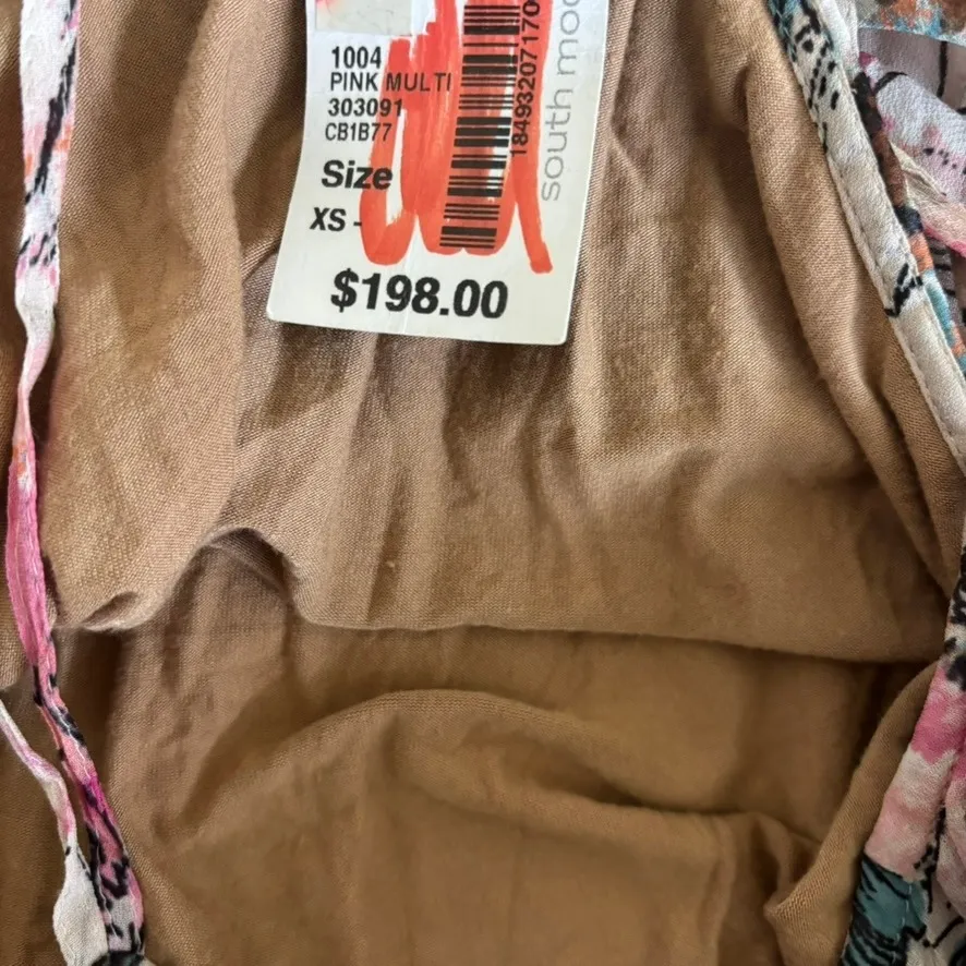 Plenty by Tracy Reese Floral Maxi Dress Sz XS Pink White Boho‎ Gypsy Flowy Sheer - Image 6