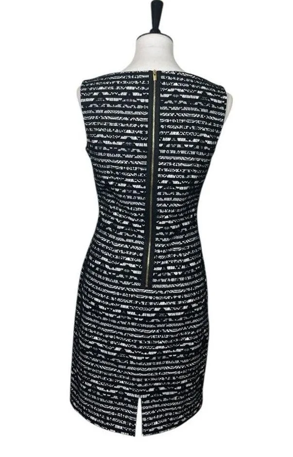 Tahari ASL Sheath Dress Round Neck Sleeveless Black White Lace Women’s Size 4 - Image 4