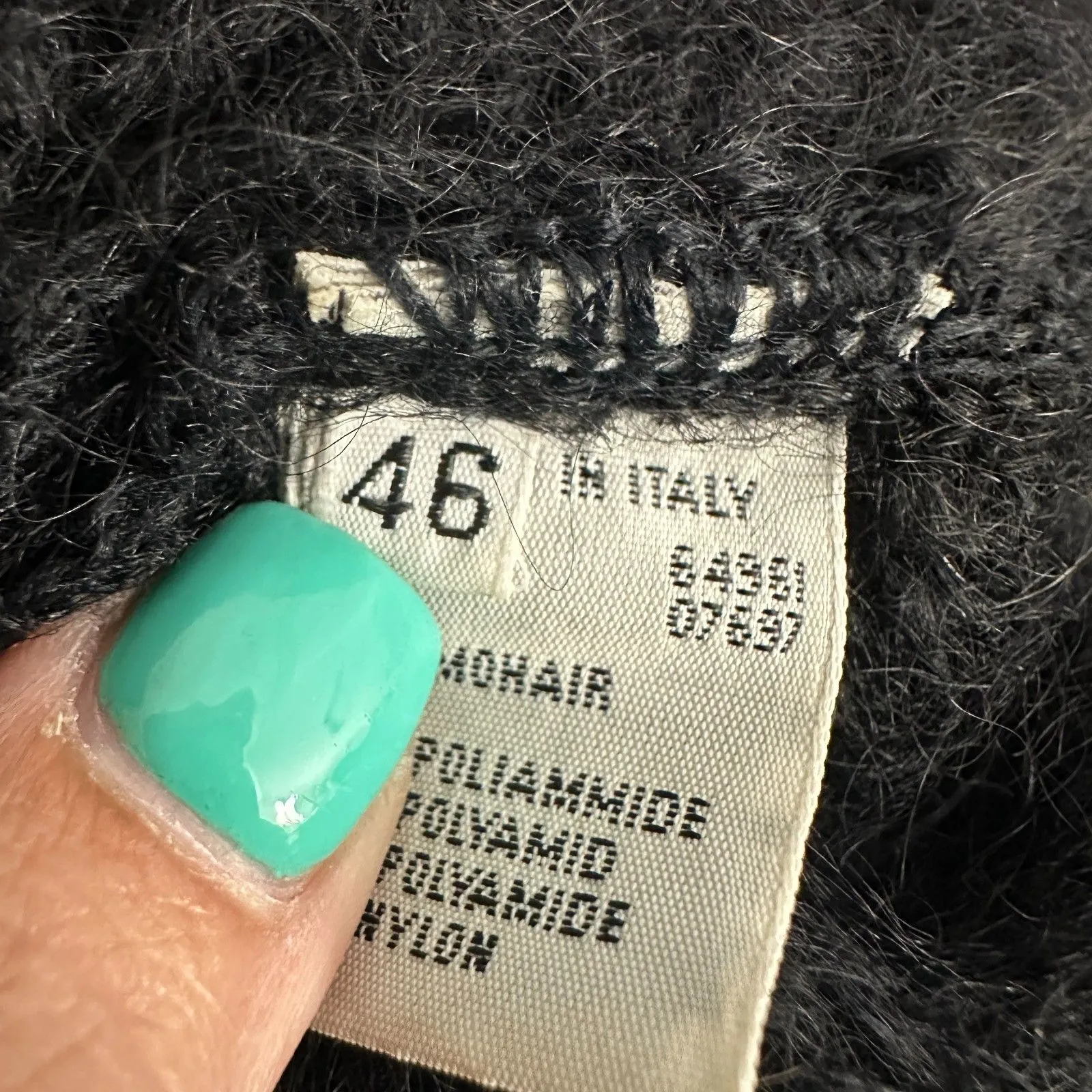 United Colors of Benetton Italy Vintage Black Mohair Cardigan IT 46 US 10 - Image 6