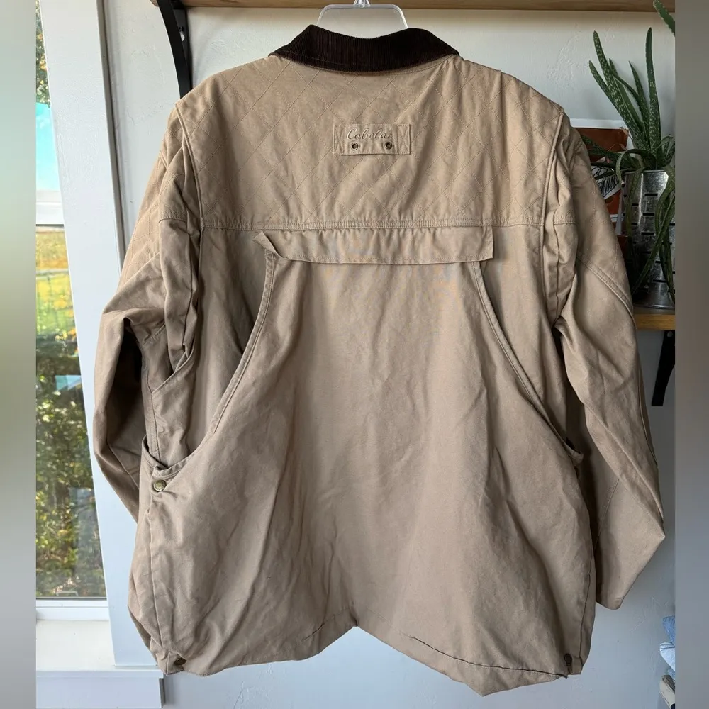 Cabela’s Tan Brown Corduroy Collar Quilated Canvas Barn Jacket Chore Coat 2XL - Image 2