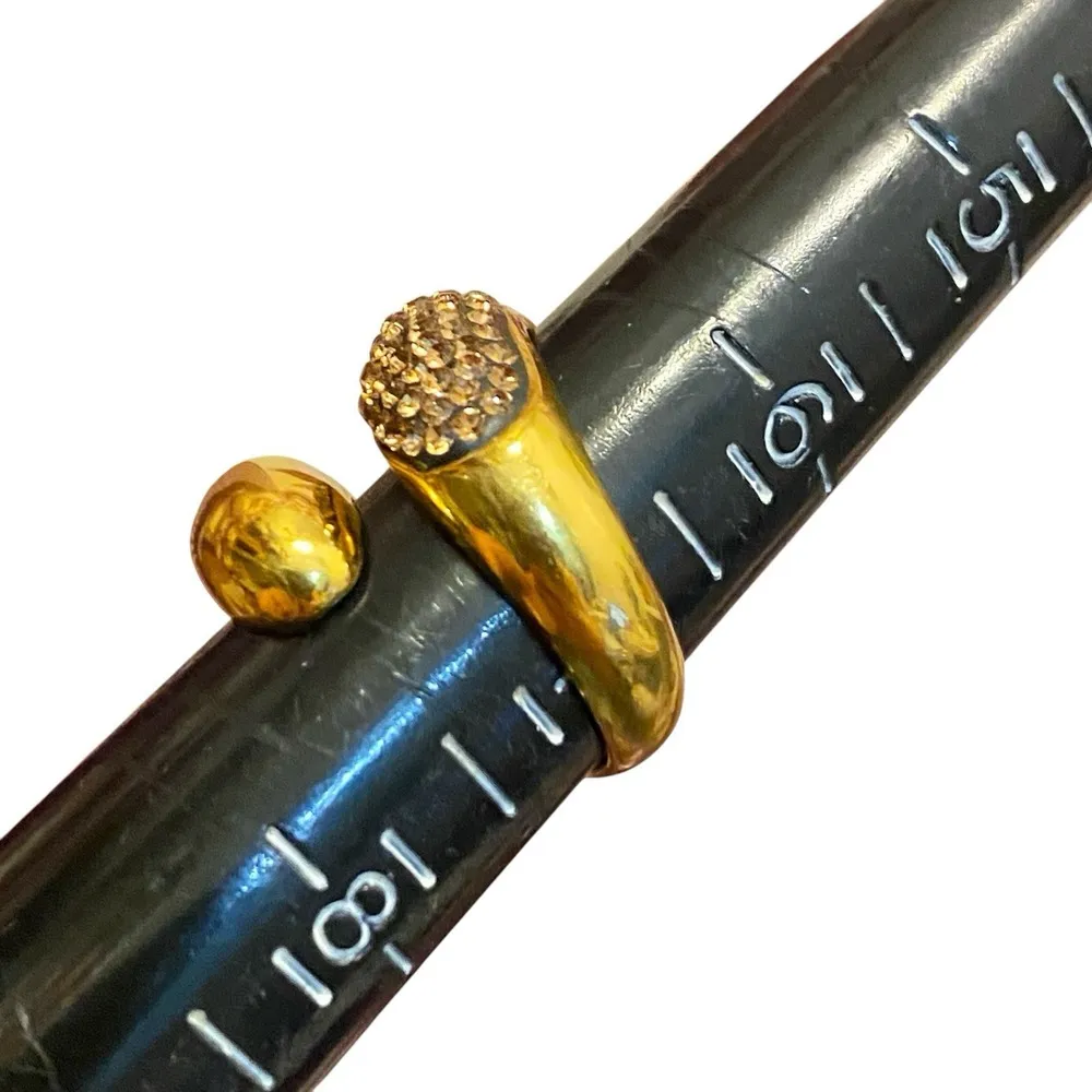 18k Yellow Gold PlatedJewelry Bronze Champagne Crystal Ring Size 7 - Image 5