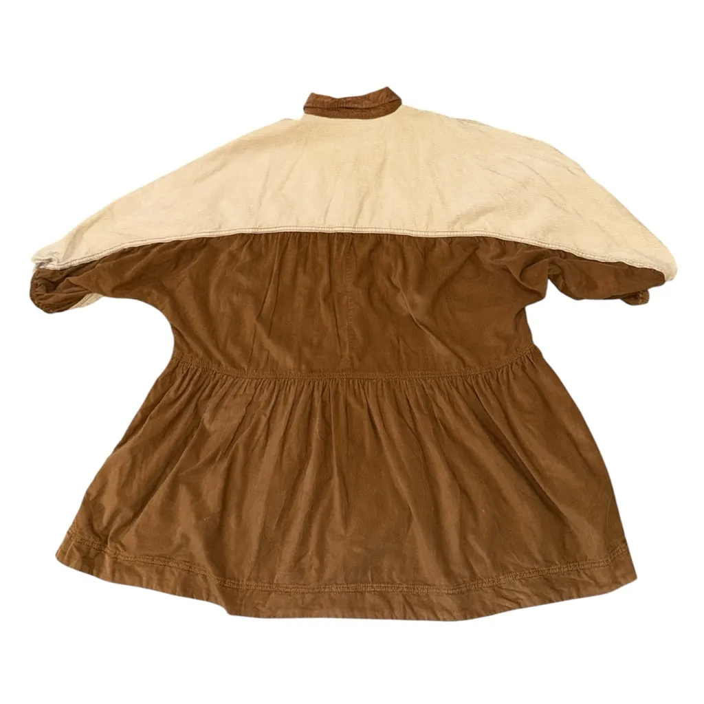 Free People Wild Roads Mini Buttodown Puff Sleeve Babydoll Pocket Dress size XL - Image 3