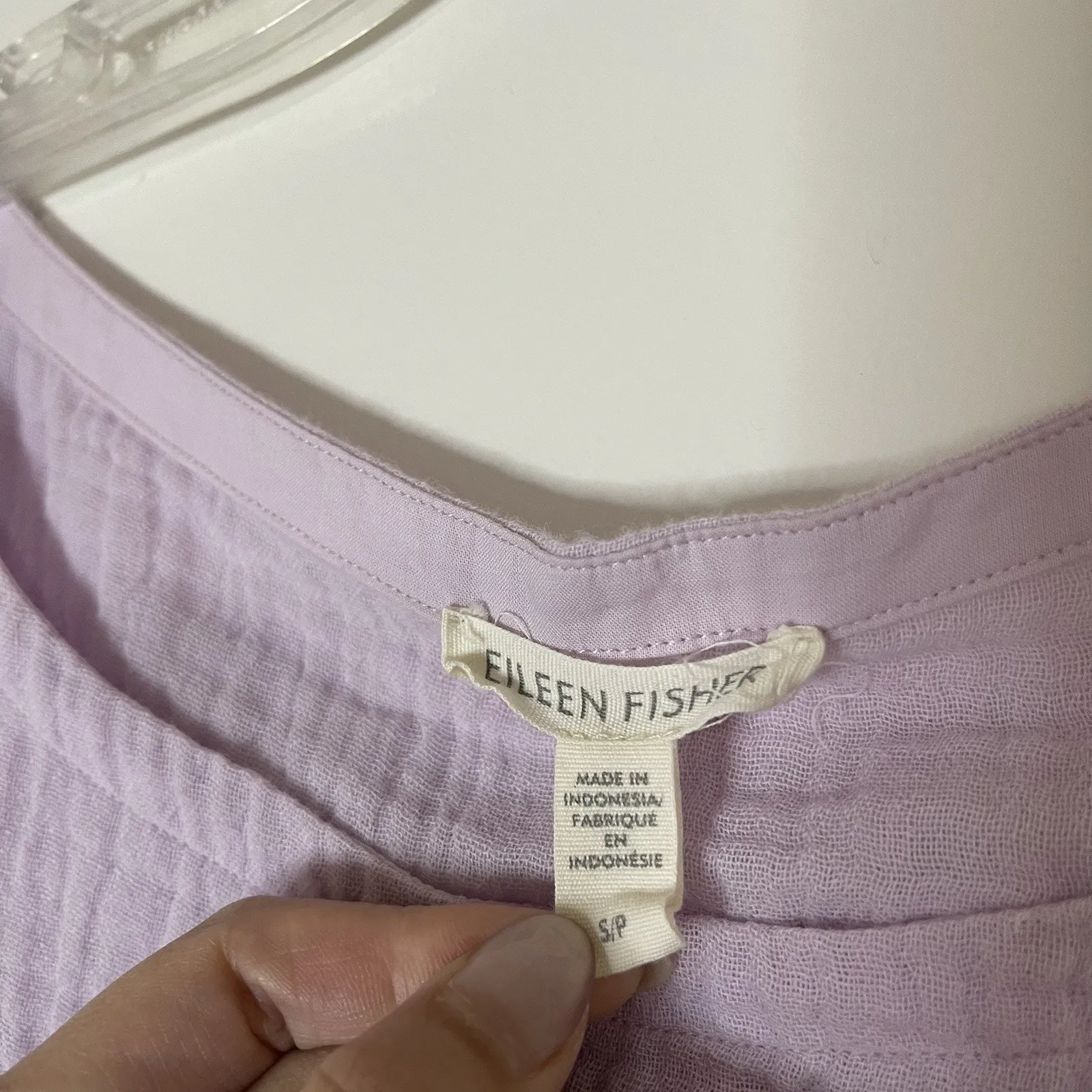 EILEEN FISHER Organic Cotton Gauze Bateau Neck Shell Lavender purple $158 - Image 2