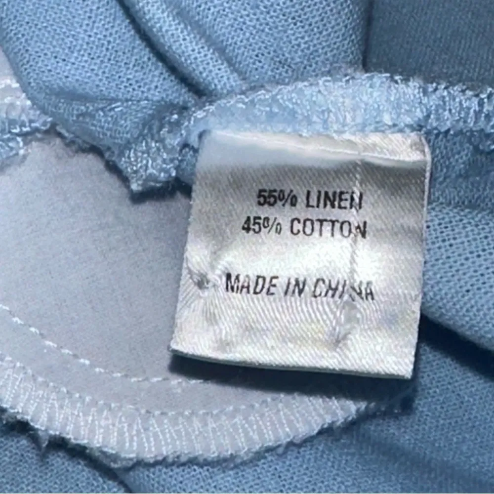 Duffield Lane Women’s Size L Chambray Blue White Linen Cotton Henley Dress Size L - Image 7