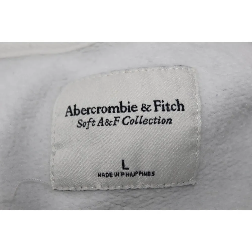 Abercrombie & Fitch Soft A&F White Fleece Button Down V-Neck Sweater Size Large - Image 3