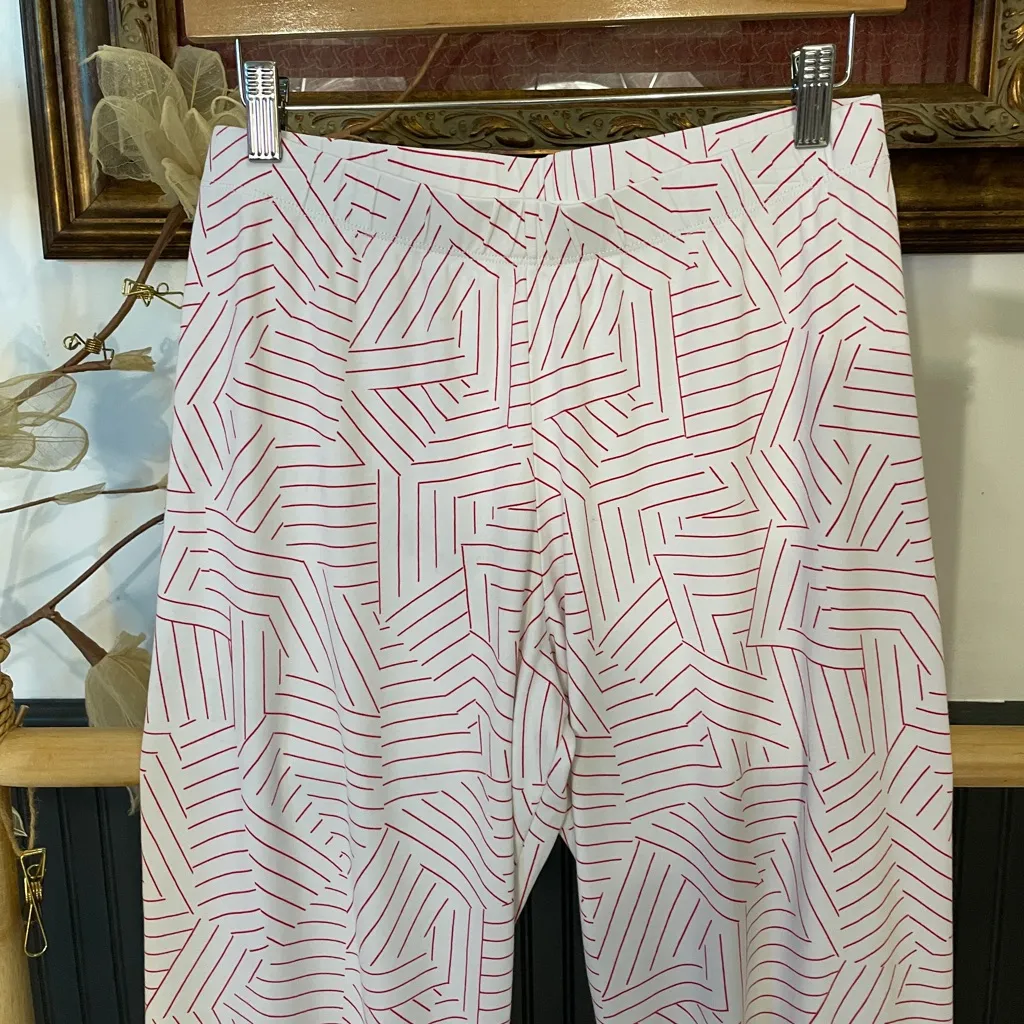 Schumacher X LAKE Pajama Pima Cotton Pants Deconstructed Geometric Red - Image 2