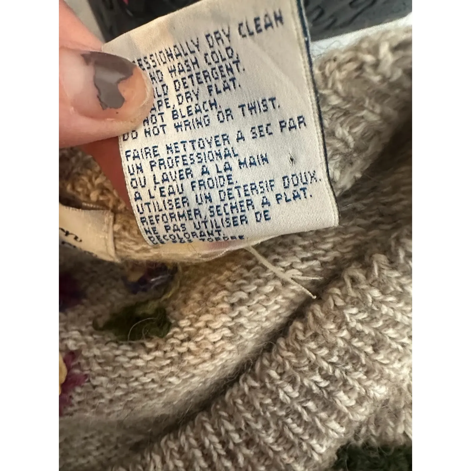 Vtg Northern Treasures Wool Blend Granny Sweater Cardigan M Cottagecore Floral Brown Size M - Image 9