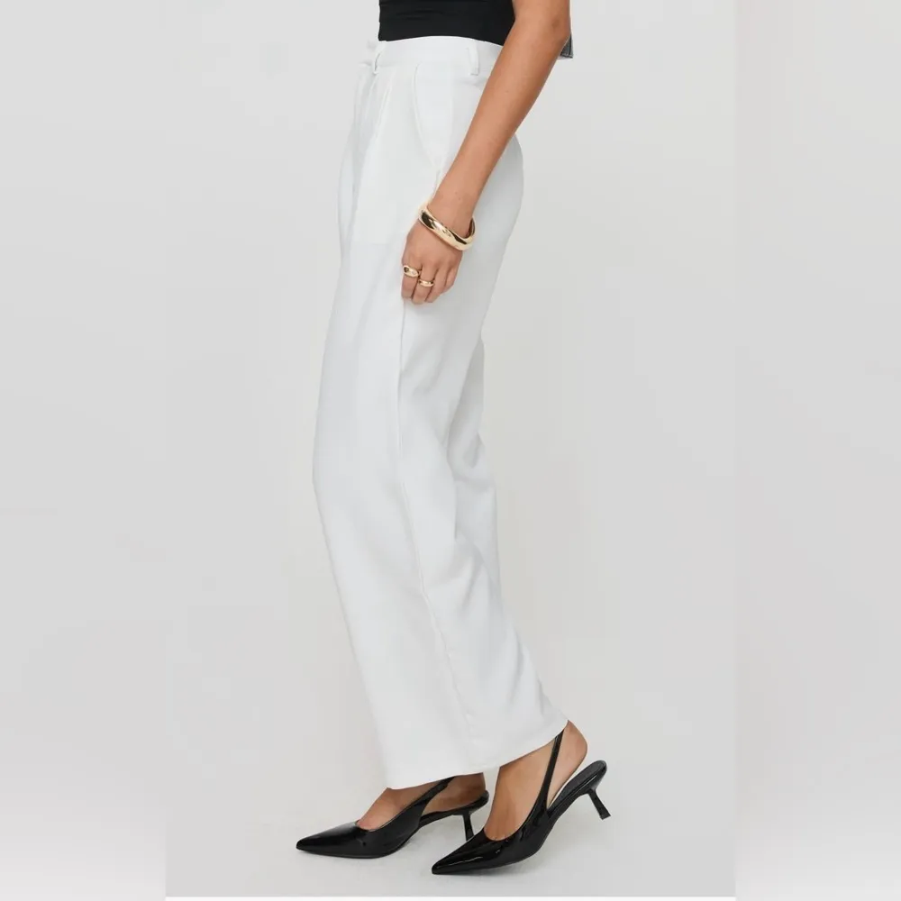 Princess Polly White‎ Pleated Wide Leg Pants Size 4 - Image 3