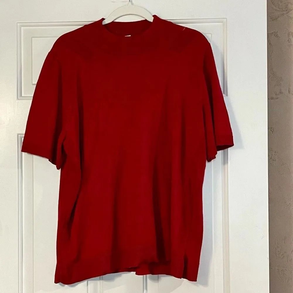 Allison Daley Women’s Plus Red Mock Turtleneck Short Sleeve Sweater 1X - Image 3