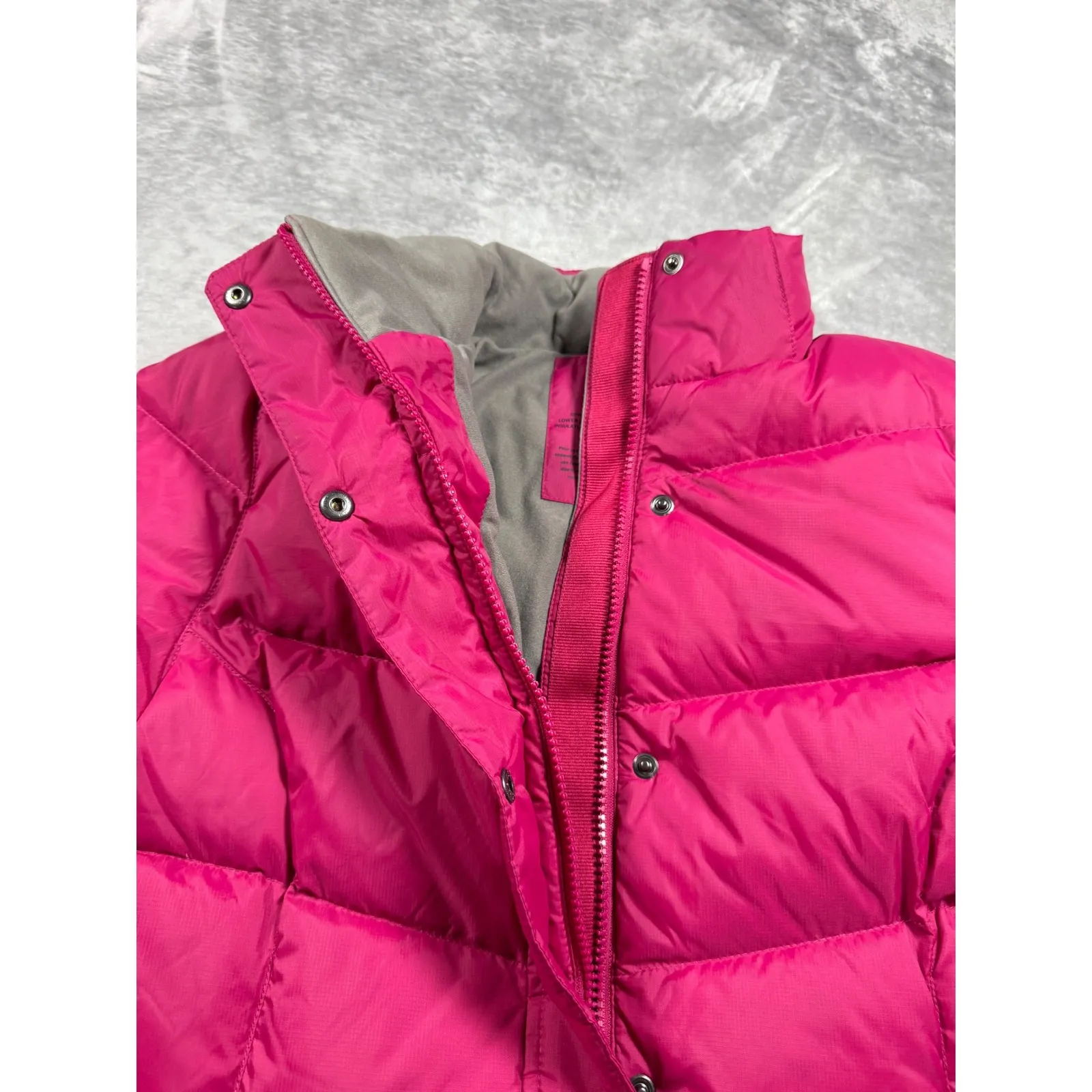 LL Bean Goose Down Puffer Coat Pink Full Zip Button Front XS Winter‎ Jacket - Image 3