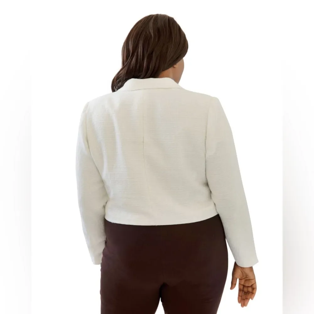 Marée Pour Toi Chic Tweed Jacket in Ivory/Off White, Plus Size 22 New w/Tag White - Image 3