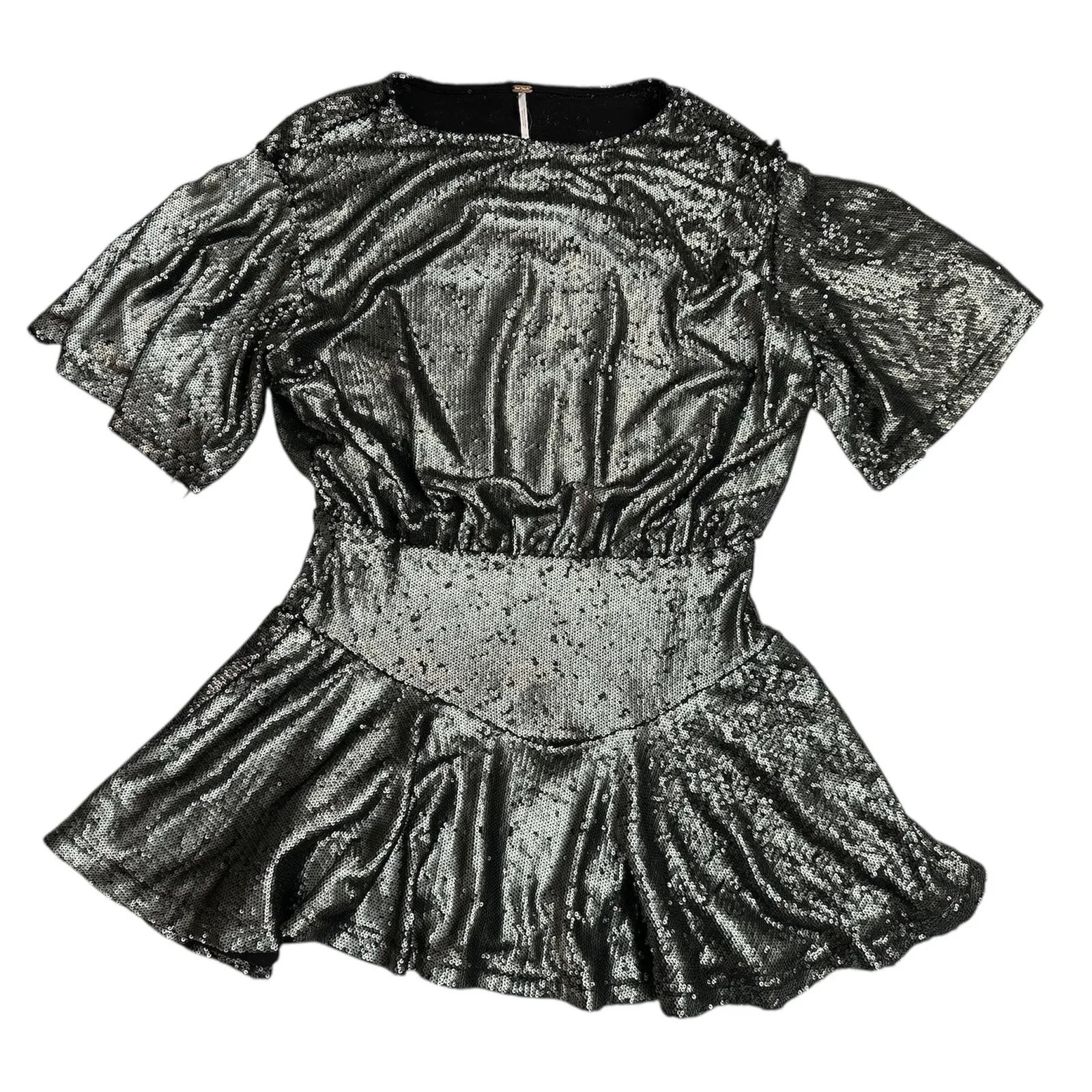 Free People Mini Dress Manuka Silver Sequin New Size Small missing sequins - Image 6