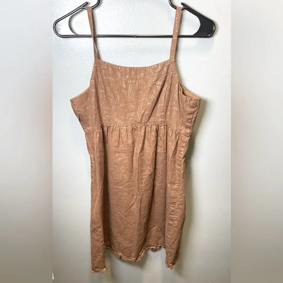 Vineyard Vines Linen Blend Sundress Brown Starlight Gold Starfish‎ Dress Size 4 - Image 2