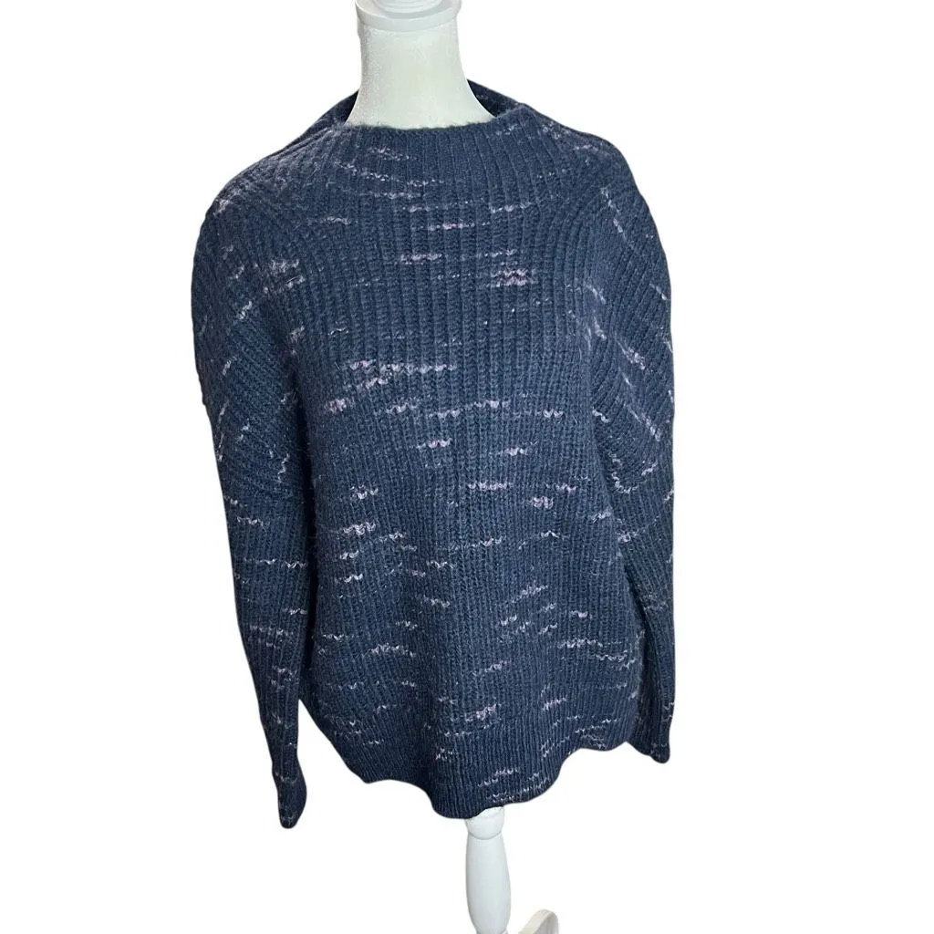 Varley Albion Knit Dalmatian Sweater Navy Blue Ribbed Pullover Size M - Image 4