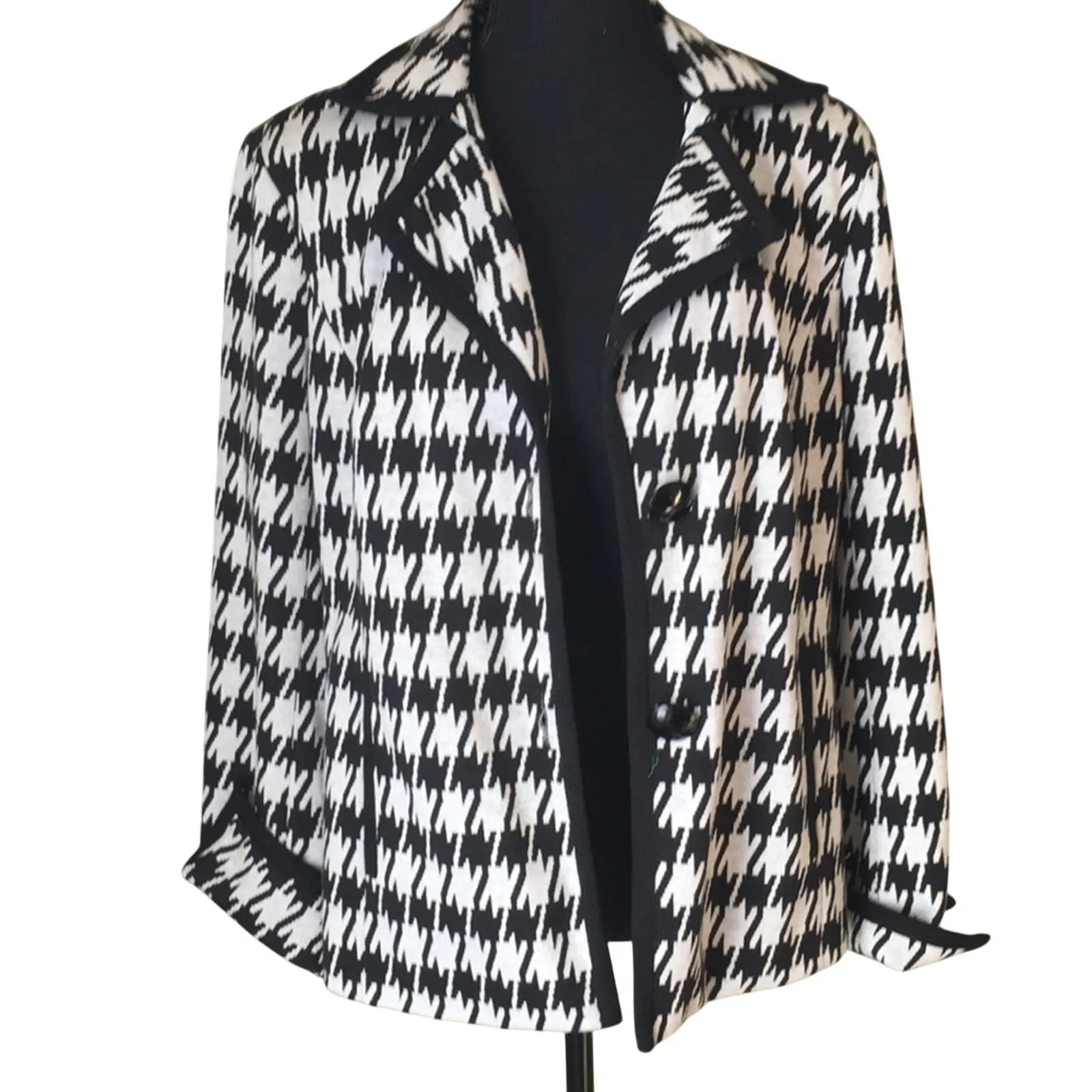 Birch Hill Customized Gray Black Houndstooth Knit Blazer Sz Medium - Image 2