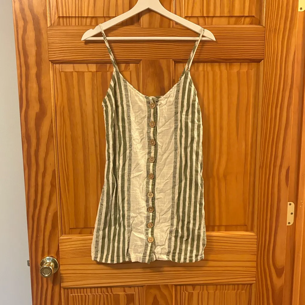 Rip Curl Size Medium Green And White Striped Beach Summer Dress. - Image 2