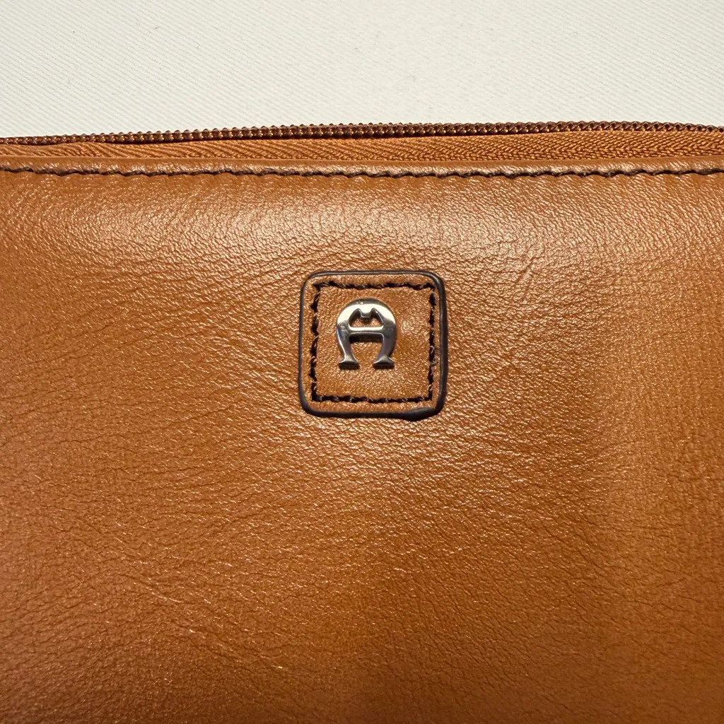 Etienne Aigner Tan Leather Zip Wallet - Image 4