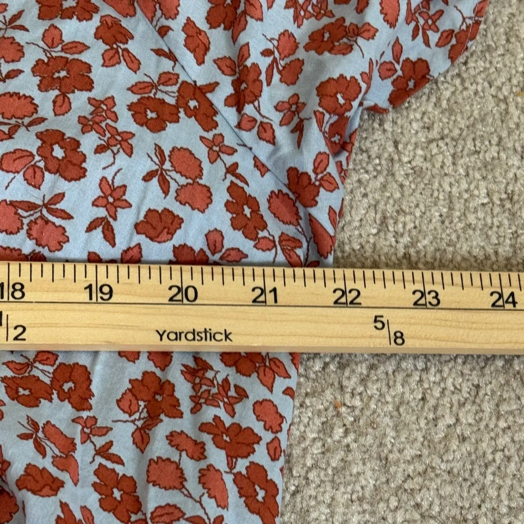 Madewell Floral Wrap Dress Size XXL Blue Orange Mini Cotton 2X - Image 7