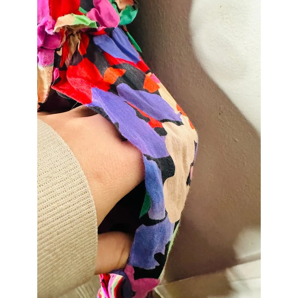 NICHOLAS Multicolored Floral Cotton Silk Blend Flowy Myla Maxi Dress Size US 0 - Image 16